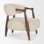 71503 - Lewis Oatmeal Fabric w/ Brown Wood Open Back Accent Chair