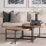 70061 - Marquisa 34.25" Round Small Brown Wood w/ Black Metal Coffee Table