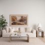 69911-AB - Athens  48.0L x 28.0W x 16.0H Light Brown Wood and White Marble Coffee Table