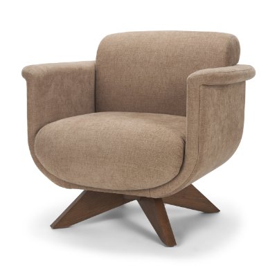 S05027 - Valeria Swivel Chair - Natura 1251 Choco w/ Wood Base
