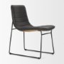 67605 - Thornton I Dark Brown Faux-Leather Seat Black Iron Frame Dining Chair