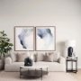 69925-AB - Larkin 42" Round Two-Tier White Marble Top and Solid Wood Shelf w/ Black Metal Frame Coffee Table