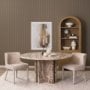 71357-ABC - Rivaro Solid Beige Marble Round Dining Table