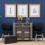 67517 - Haden I Black Faux-Leather Wrap Brown Solid Wood and Iron Base Dining Chair