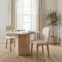 68317 - David Diamond Tuffed Cream Fabric Wrap Brown Wood Base Dining Chair 