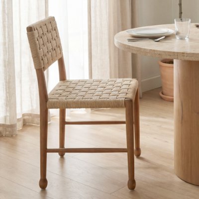 71180 - Brinley Woven Paper Rope w/ Brown Wood Frame Dining Chair