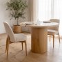 71247 - Abbie Curved Back Oatmeal Fabric Dining Side Chair