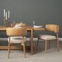 71261 - Motley Curved Open Back Cream Fabric and Tan Leather Dining Chair