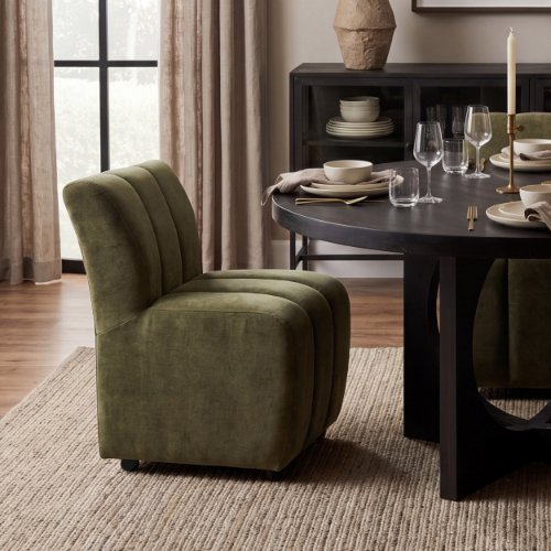 71276 - Wilkins Moss Olive Fabric Upholstered Dining Chair
