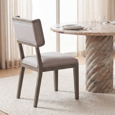68193 - Tenton II Grey Fabric Seat Brown Wood Frame Dining Chair