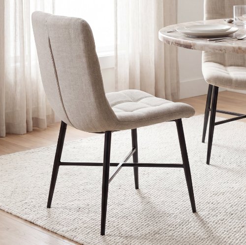 68307 - Barrow I Beige Fabric Wrap Black Metal Frame Dining Chair