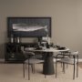 69358 - Parker Gray Fabric Seat Black Metal Dining Chair