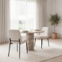 70261 - Eve Dining Chair w/ Cream Boucle Fabric & Matte Black Metal