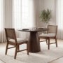 71243 - Reid Framed Brown Cane Cream Fabric Dining Chair