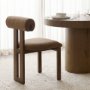 71258 - Tribeca Curve Open Back Mocha Fabric Tripod Frame Dining Chair