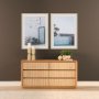 71392 - Travona Oak Wood w/ Travertine 6 Drawer Dresser