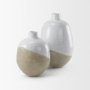 69795 - Amos 18.5L x 18.5W x 24.4H White and Dark Beige Color Blocked Ceramic Floor Vase