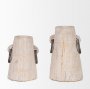 70513 - Monique Small Light Brown w/ Handles Wood Pot