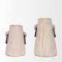 70514 - Monique Large Light Brown w/ Handles Wood Pot