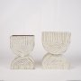 70551 - Medina Off White w/ Gold Antiquing Tall Metal Planters (Set of 2)