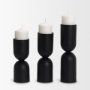 70707 - Qamra Short Black Metal Pillar Candle Holder