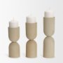 70711 - Qamra Medium Beige Textured Metal Pillar Candle Holder Candle Holder
