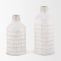 70942 - Tisha Large White W/ Terracotta Distressing Metal Vase