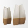 70971 - Vania Small Off White w/ Tan Textured Ceramic Vase