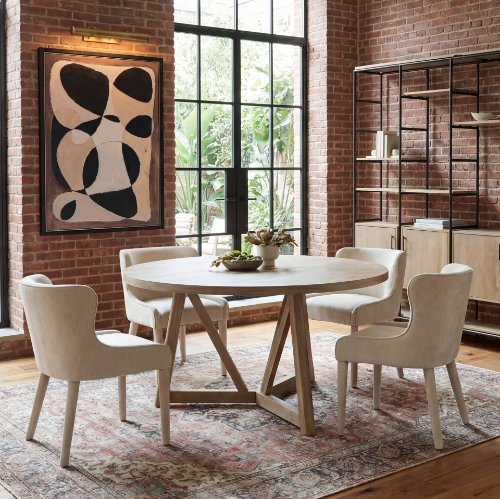 68463 - Legolas I 60" Round Brown Solid Wood Top & Base Dining Table