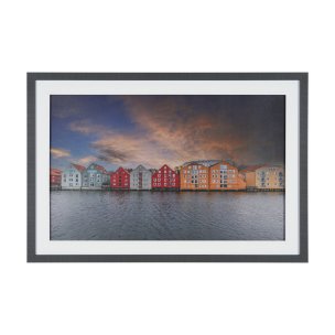 Waterfront of Alesund, Norway by Richard Silver Textured Framed Photo Print Matted under Glass