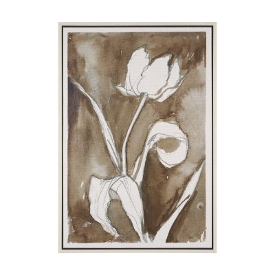 102843-FL - Tulip Bloom V by Mercana Studio Hand-Embellished Textured Framed Canvas Artwork