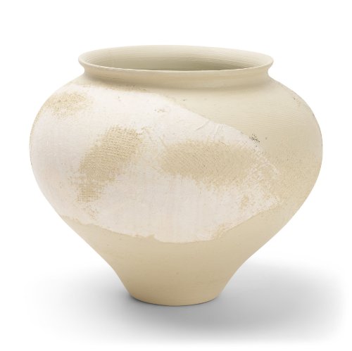 71520 - Velo Cream w/White Hand-Painted Terracotta Decorative Vase