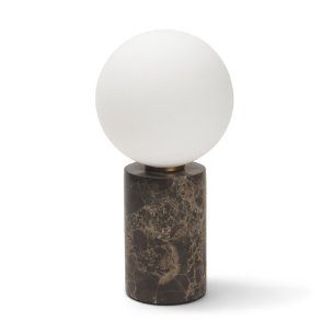 Caldo Brown Marble Base w/ Frosted Glass Globe Table Lamp