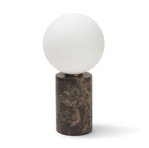 71527 - Caldo Brown Marble Base w/ Frosted Glass Globe Table Lamp