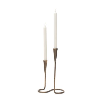 71530 - Naja Antique Brass Metal Double Taper Candle Holder
