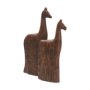 71581 - Farasi Medium Brown Wood Carved Horse Object (Set of 2)
