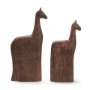 71581 - Farasi Medium Brown Wood Carved Horse Object (Set of 2)