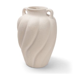 Syros Twisted Tall Cream Ceramic Urn Vase