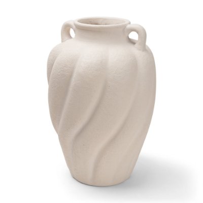 71594 - Syros Twisted Tall Cream Ceramic Urn Vase