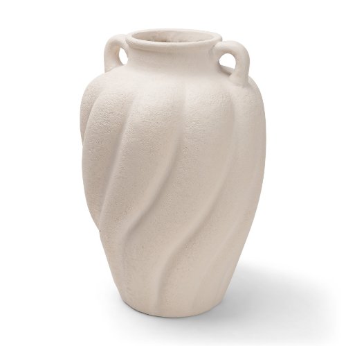 71594 - Syros Twisted Tall Cream Ceramic Urn Vase