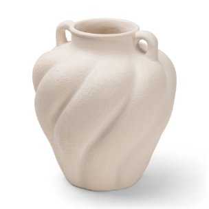 Syros Twisted Small Cream Ceramic Urn Vase