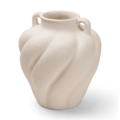 71595 - Syros Twisted Small Cream Ceramic Urn Vase