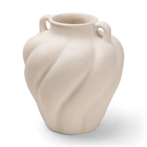 71595 - Syros Twisted Small Cream Ceramic Urn Vase