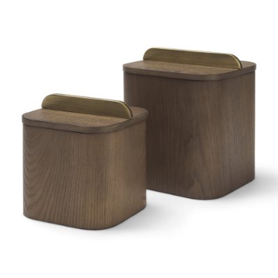 71605 - Benton Brown Wood w/ Brass Handle Decorative Box Set