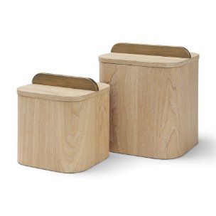 Benton White-Washed Wood w/ Brass Handle Decorative Box Set