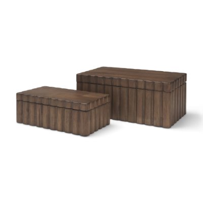 71606 - Strata Fluted Walnut Wood Decorative Box Set