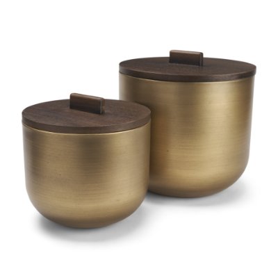 71631 - Voss Brass Metal w/ Dark Brown Lid Canister Set