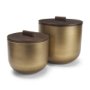 71631 - Voss Brass Metal w/ Dark Brown Lid Canister Set