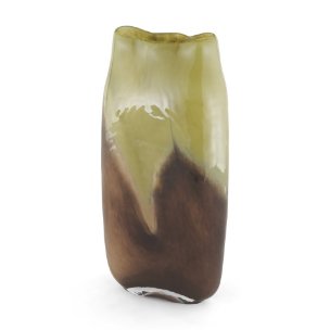 Tulano Tall Green and Brown Glass Vase