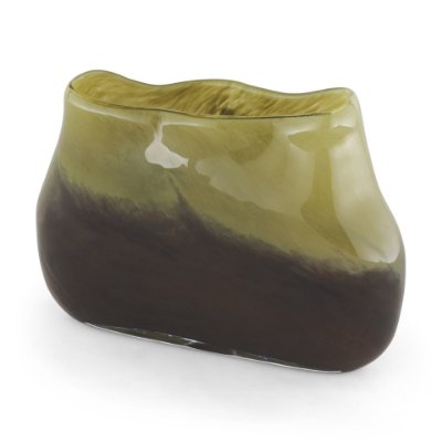 71620 - Tulano Low Green and Brown Glass Vase
